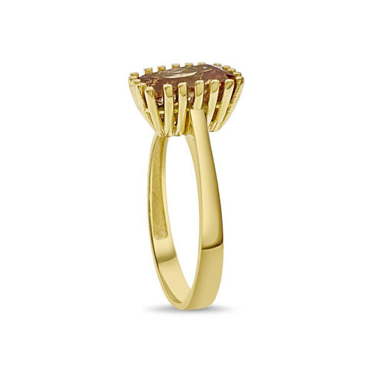 14K Yellow Gold Brown CZ Cushion Cut Solitaire Ring