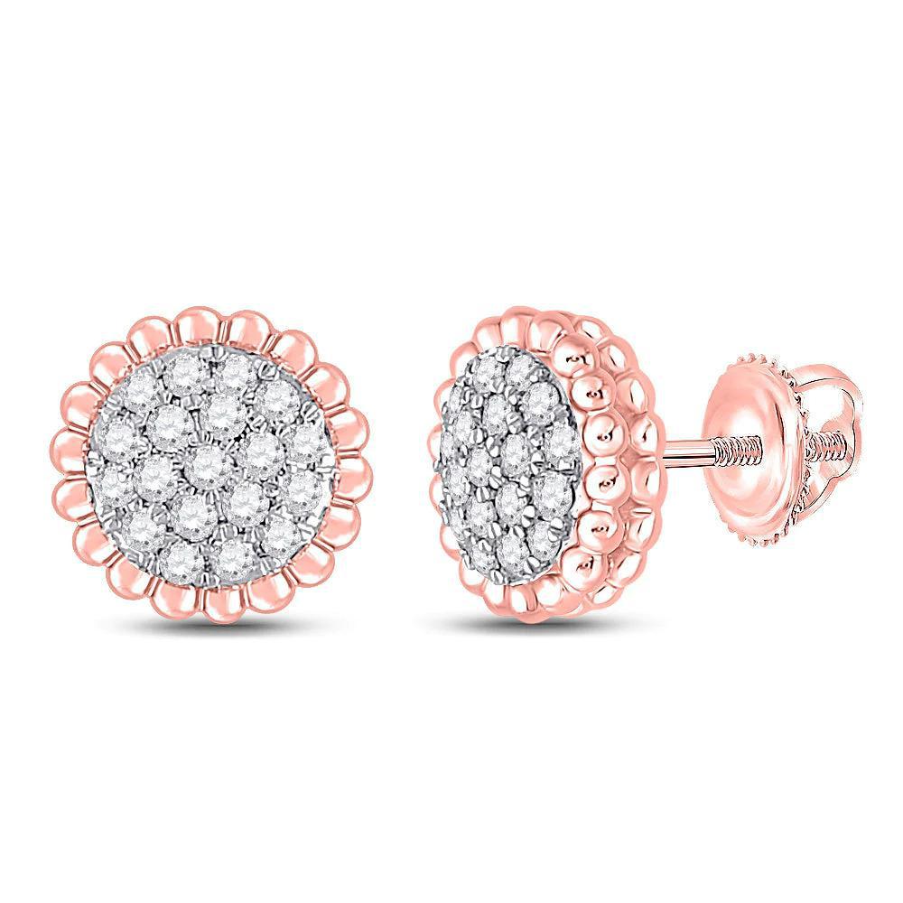 0.26ctw Diamond Cluster Stud Earrings 10K Rose Gold