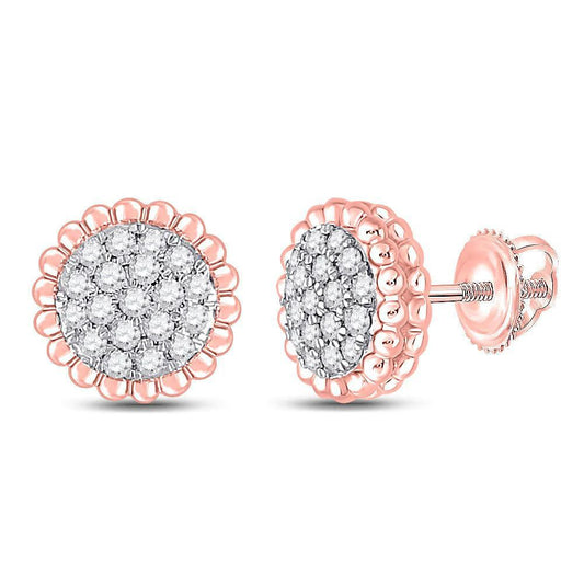 0.26ctw Diamond Cluster Stud Earrings 10K Rose Gold