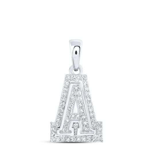 Diamond Initial A Letter Charm Pendant 10k White Gold