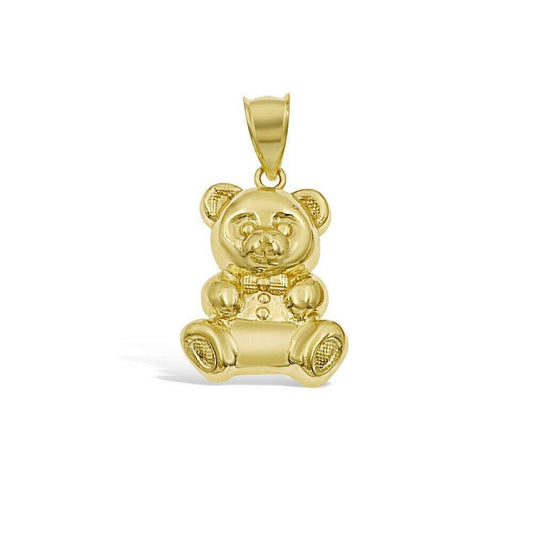 Teddy Bear Pendant Charm 10k Yellow Gold 1.4 inch