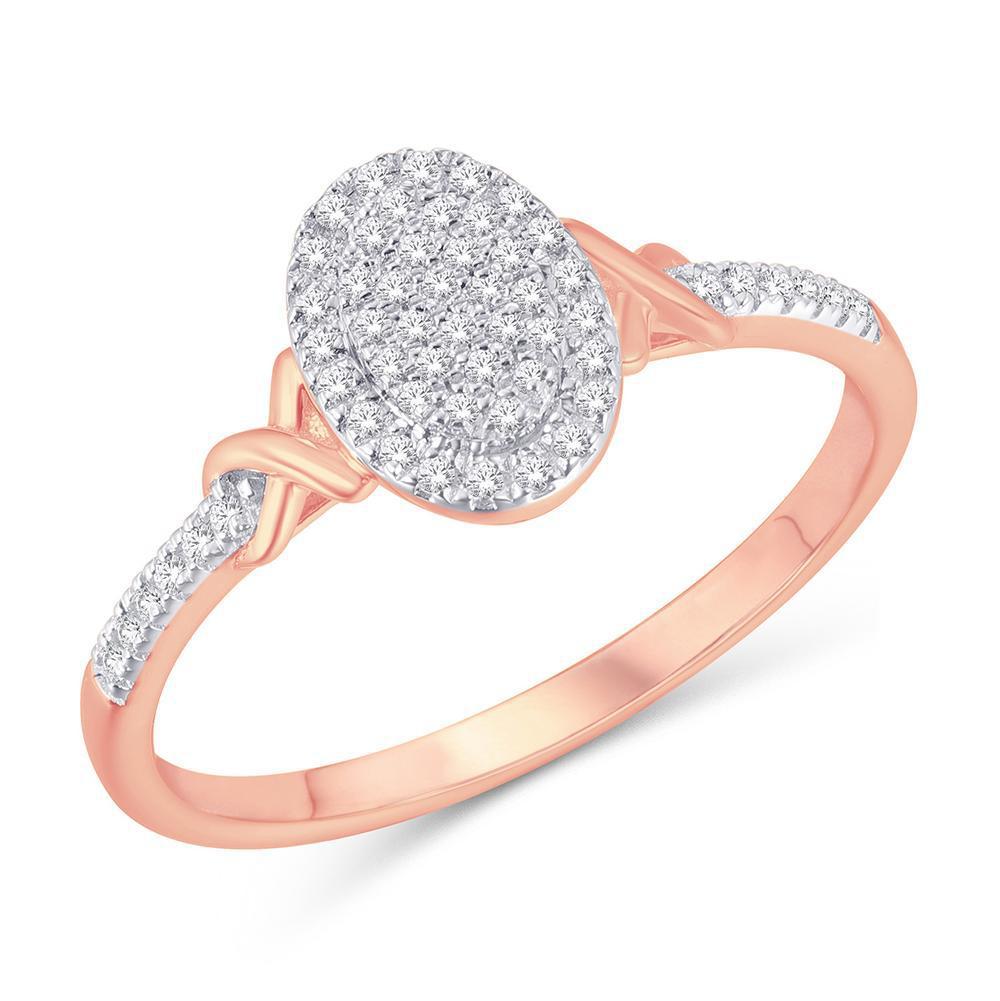 Diamond Oval Cluster Womens Ring 10k Rose Gold