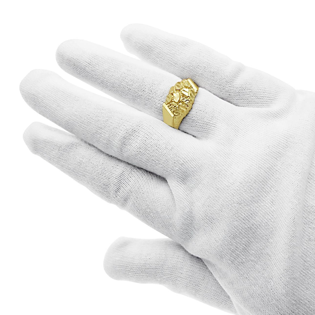 10K Yellow Gold Men's Nugget Ring