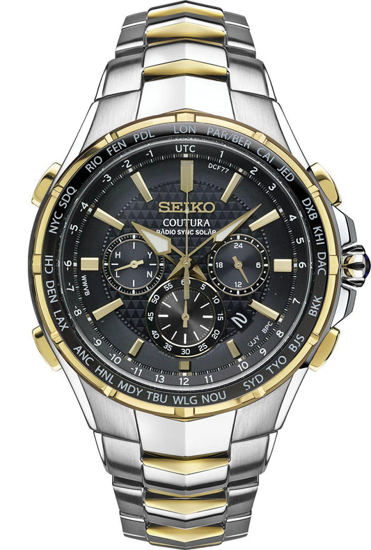 Seiko Coutura Radio Sync Solar Chronograph Mens Gray Dial Watch SSG010