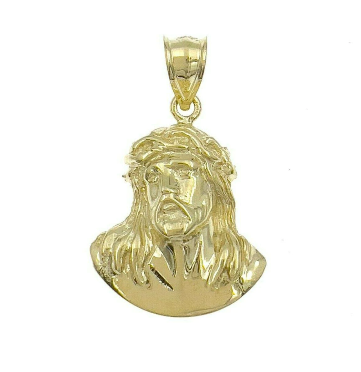10K Yellow Gold Jesus Head Pendant