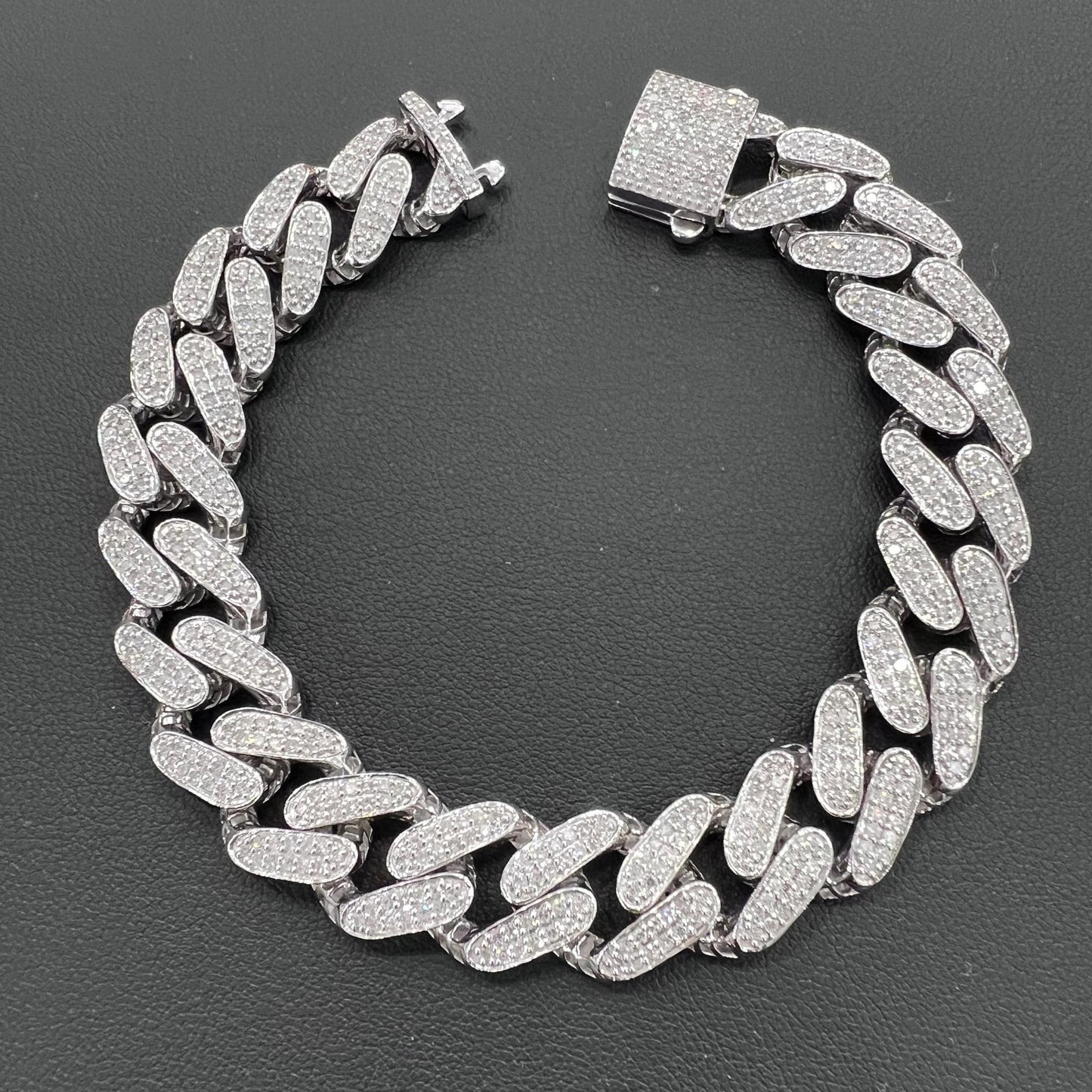 4.21cttw Diamond Miami Cuban Link Chain Mens Bracelet Real 10k White Gold 13mm