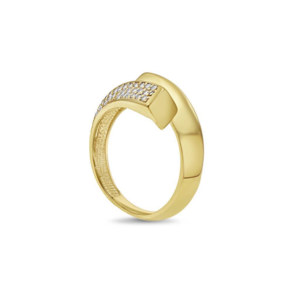 14k Gold Bypass Ring 10k Yellow Gold Cz Band Size 6.75