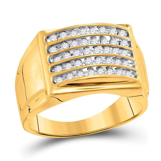 10kt Yellow Gold Men Round Diamond Band Ring 1/2 cttw