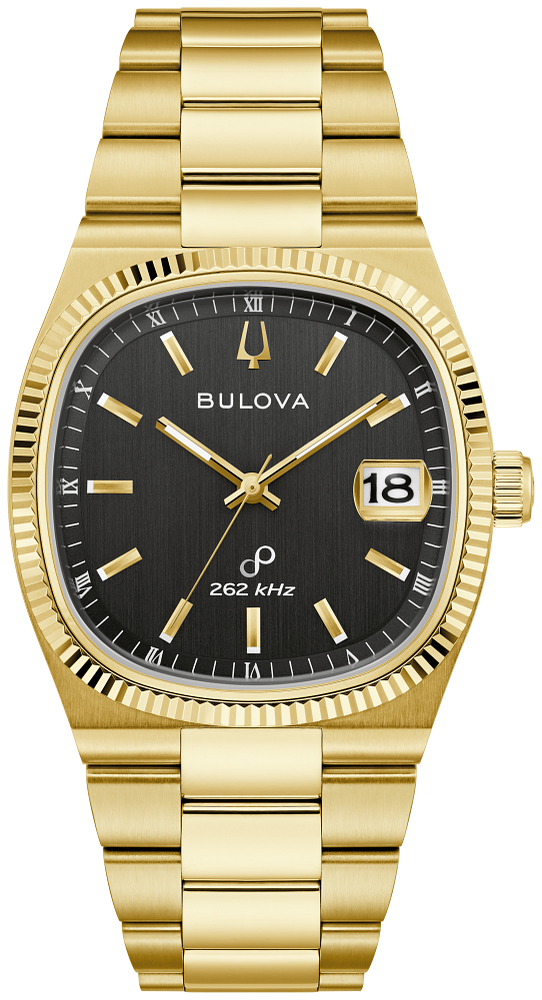 Bulova Super Seville Precisionist Gold Tone Black Dial Mens Watch 97B246