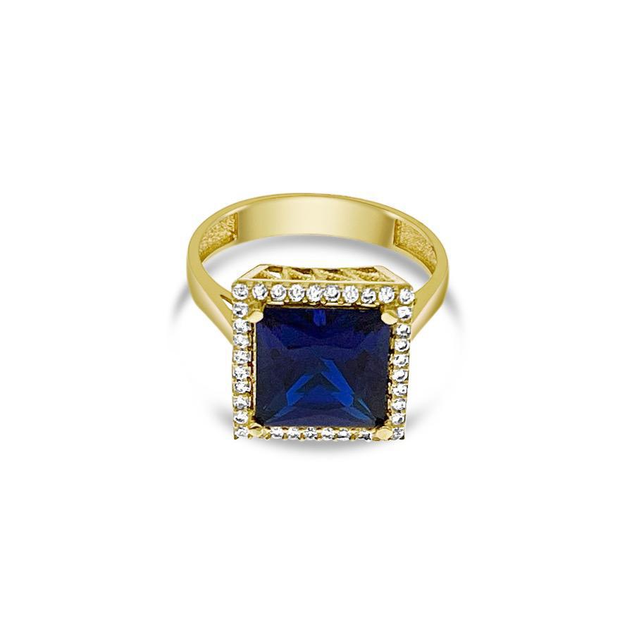 14k Gold Ring Blue CZ Women Band Size 6.5