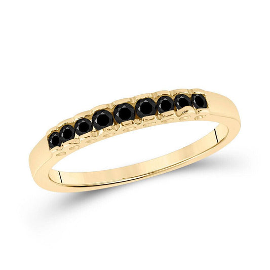 0.25cttw Black Diamond Womens Wedding Band Ring 10k Yellow Gold