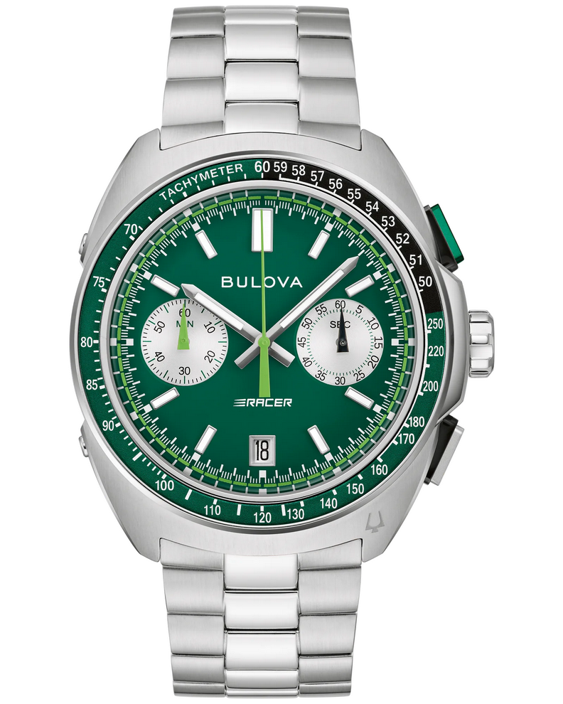 Bulova Racer Chronograph Green Dial Watch 98B468