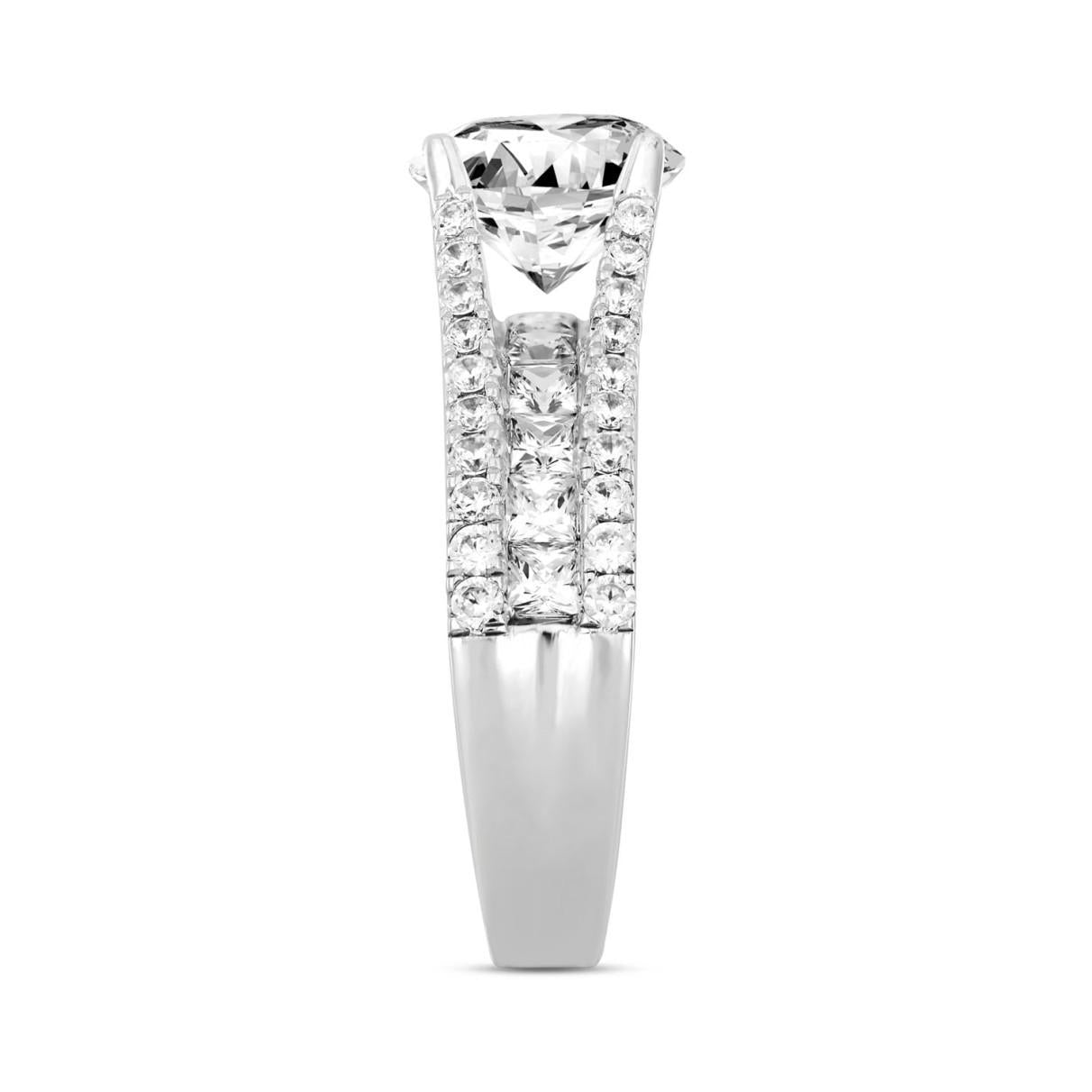 3.50 cttw Lab Grown Round Diamond Engagement Ring 14k White Gold