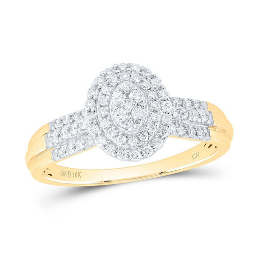 0.33ctw Diamond OvalCluster Halo Engagement Ring 10K Yellow Gold