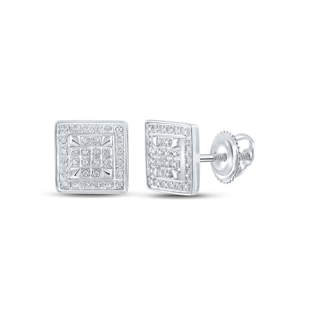 0.20cttw Diamond Square Stud Earrings 10k White Gold Screw Back