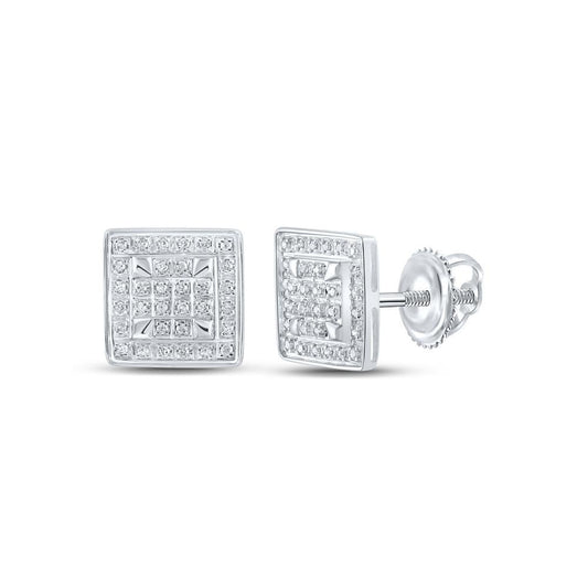0.20cttw Diamond Square Stud Earrings 10k White Gold Screw Back