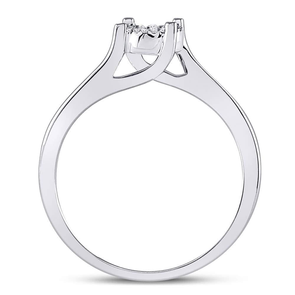 Diamond Round Engagement Bypass Ring 10k White Gold Size 7