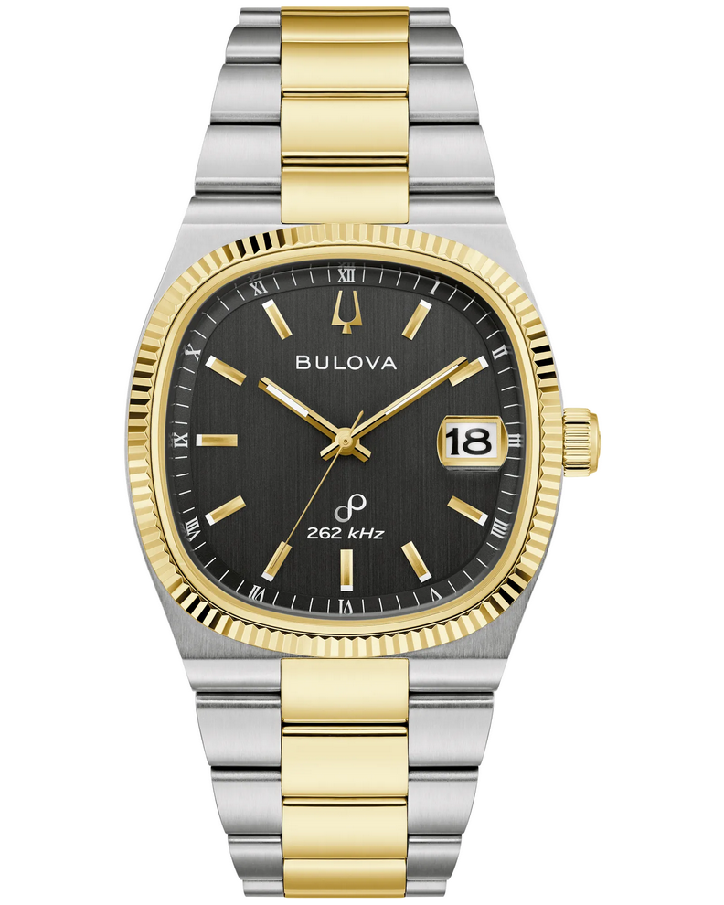 Bulova Super Seville Two Tone Black Dial Mens Watch 98B458