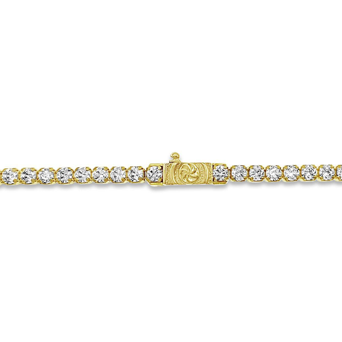 Real 10k Yellow Gold Tennis Necklace 3mm CZ 20"