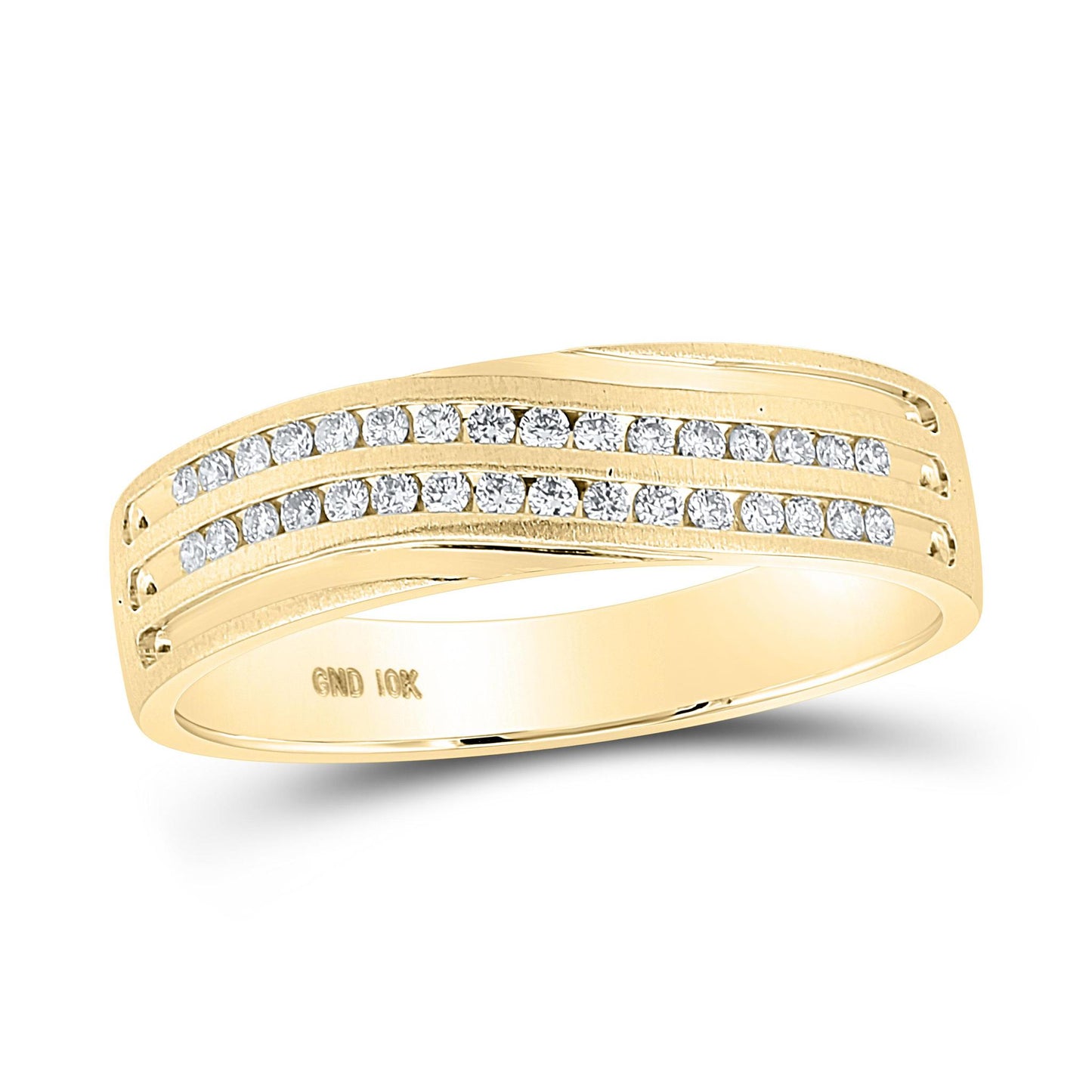 1/4cttw Diamond Wave Wedding Mens Band Ring 10k Yellow Gold