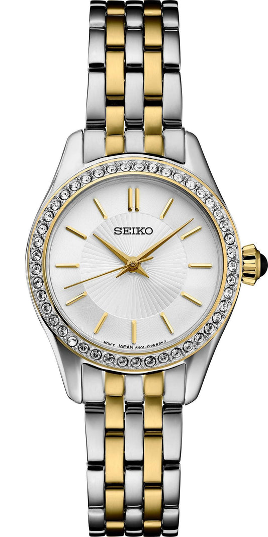 Seiko Essentials Two tone Crystals Womens Watch SUR540