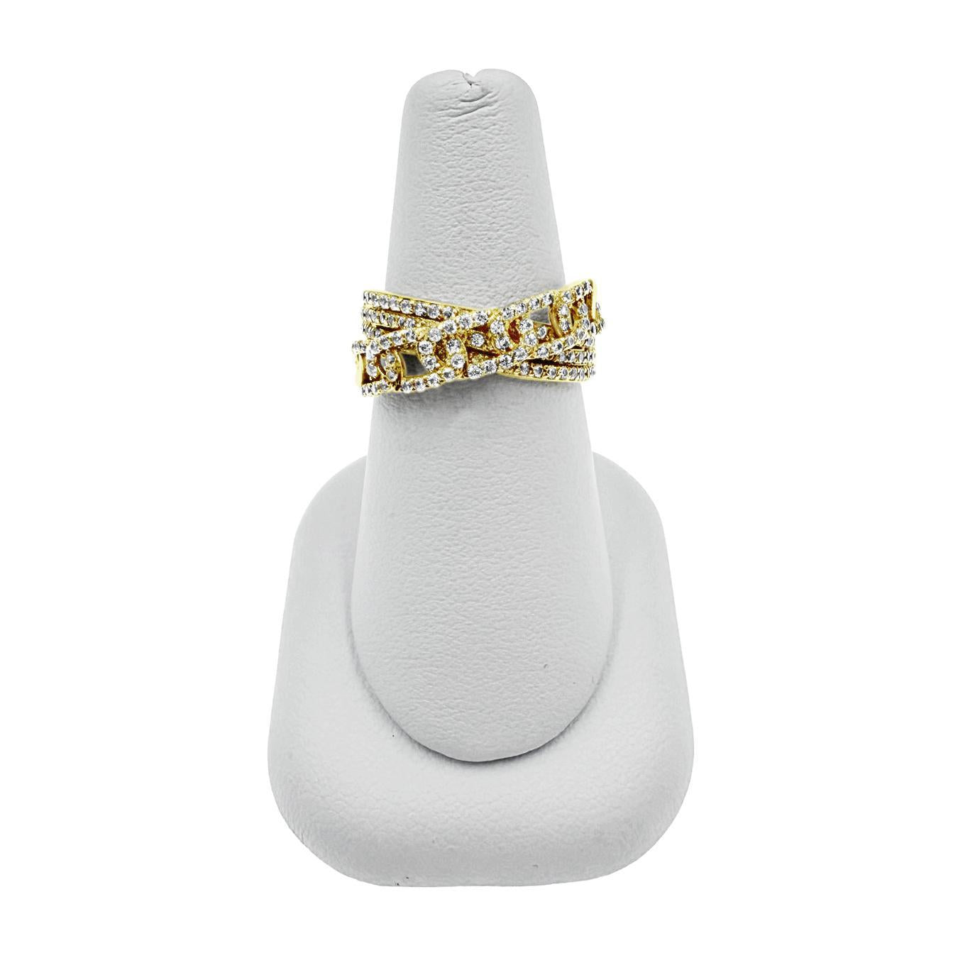 14K Yellow Gold CZ Cuban Link Band