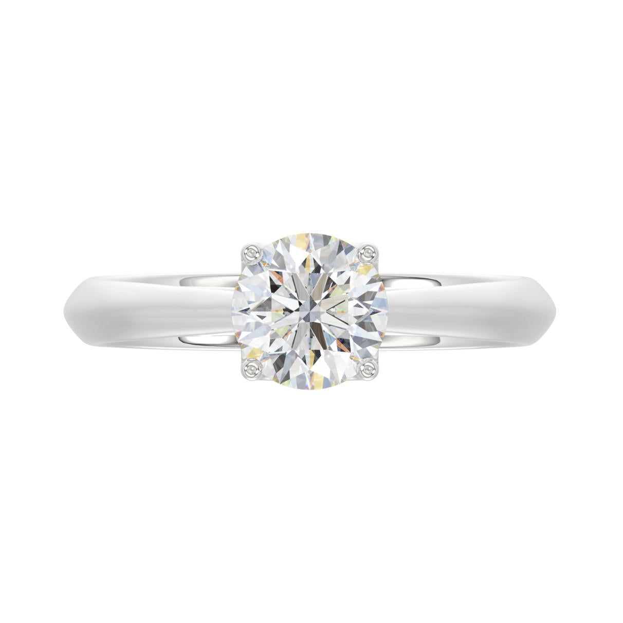 1 ct Lab Grown Round Diamond Solitaire Engagement Ring 14k White Gold
