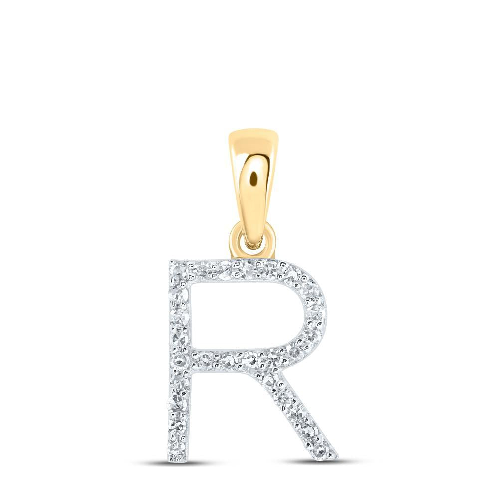 Diamond Letter Initial R Pendant Charm 10k Yellow Gold