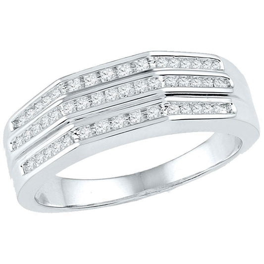 0.25ctw Round Diamond Tree Row Flat Side Arched Band Ring 10k White Gold Womens