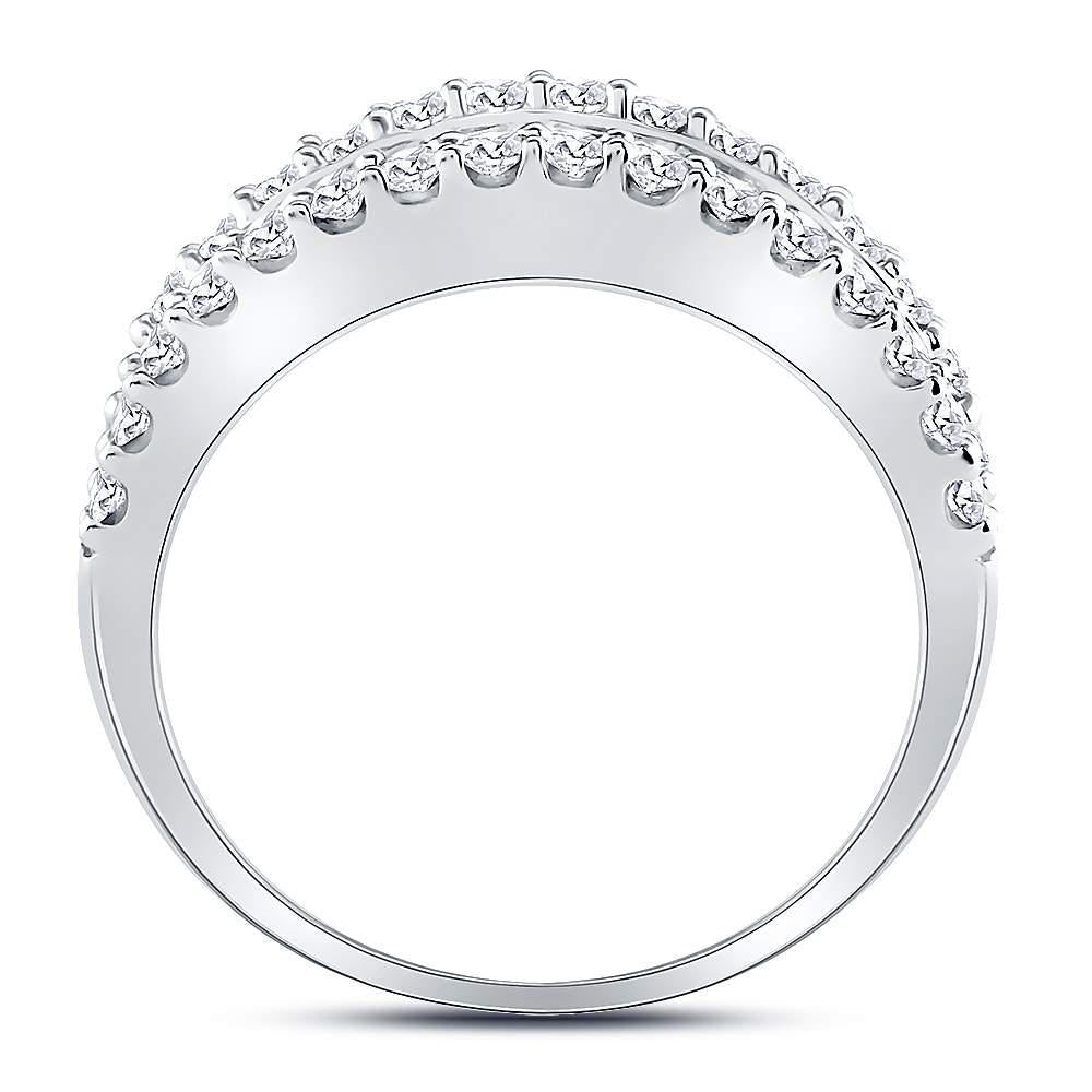 1 ctw Diamond Wedding Band Womens Triple Row Ring Band 14k White Gold