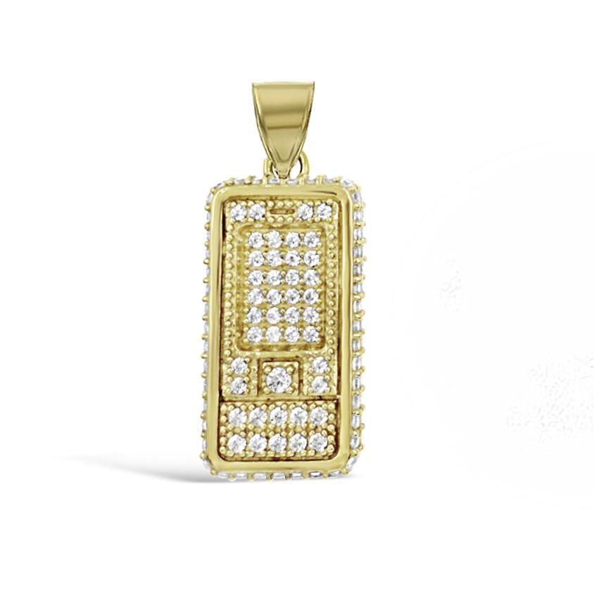 14K Yellow Gold Rectangle Dog Tag Pendant