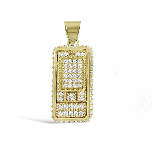 14K Yellow Gold Rectangle Dog Tag Pendant