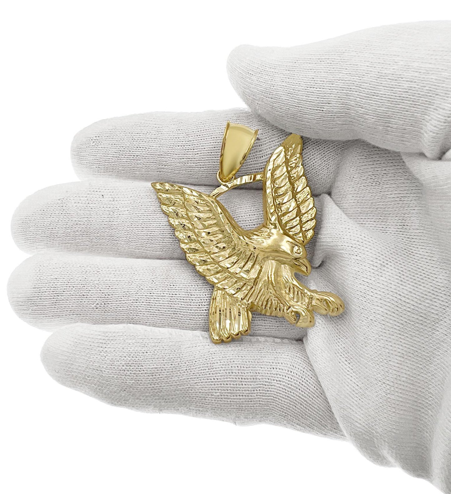 10k Yellow Gold Eagle Mens Pendant Charm 2 inch
