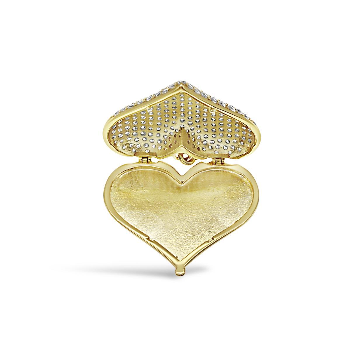 Pave Heart Photo Locket Gold over 925 Sterling Silver