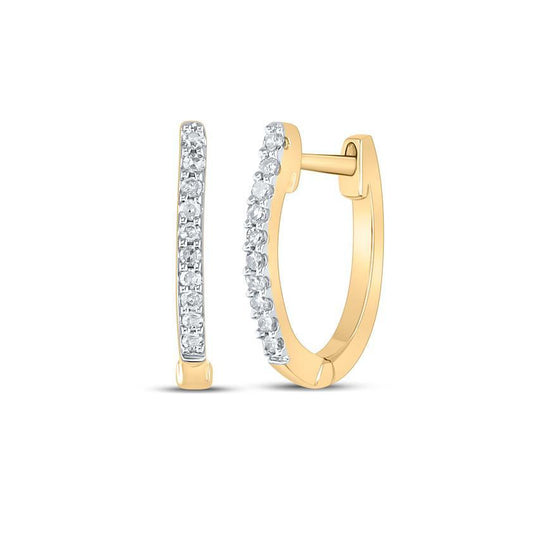Diamond Huggie Hoop Earrings 10K Yellow Gold