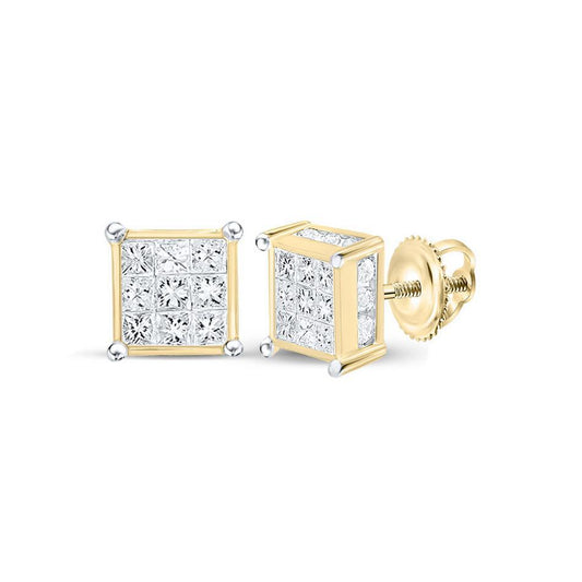 0.23ctw Diamond Stud Earrings 14K Yellow Gold Princess Cut