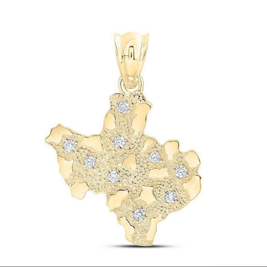 0.62ctw Diamond Texas State Map Pendant 10K Yellow Gold