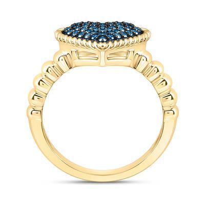 0.25ctw Blue Diamond Heart Ring 10K Yellow Gold Womens