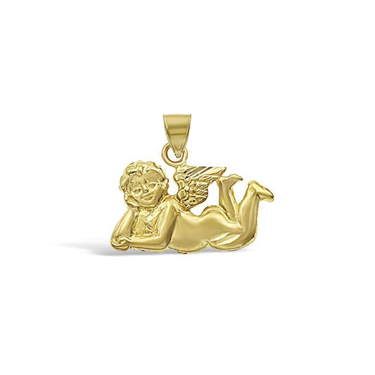 Baby Angel Pendant 10k Yellow Gold Charm 0.7"