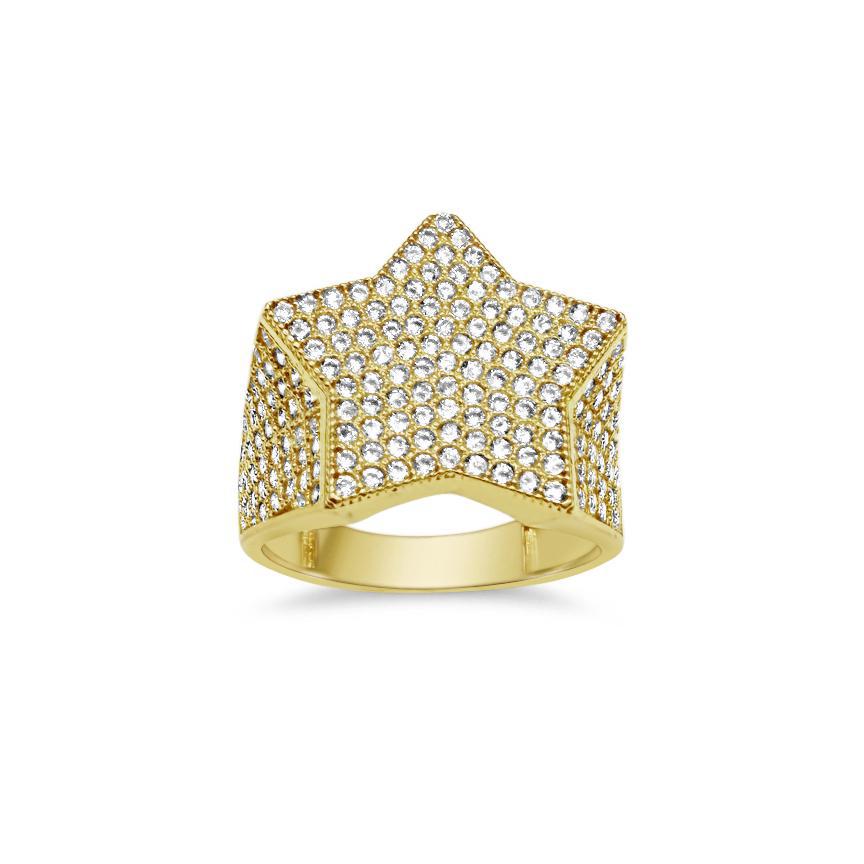 10K Yellow Gold Star Mens Ring Pinky Mens Ring