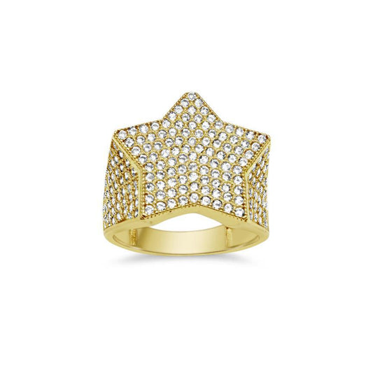 10K Yellow Gold Star Mens Ring Pinky Mens Ring