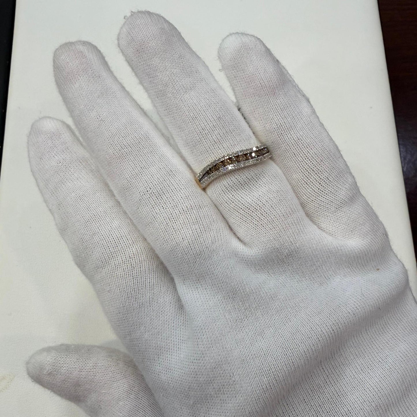 0.50ctw Brown White Diamond Curved Band 10K Yellow Gold