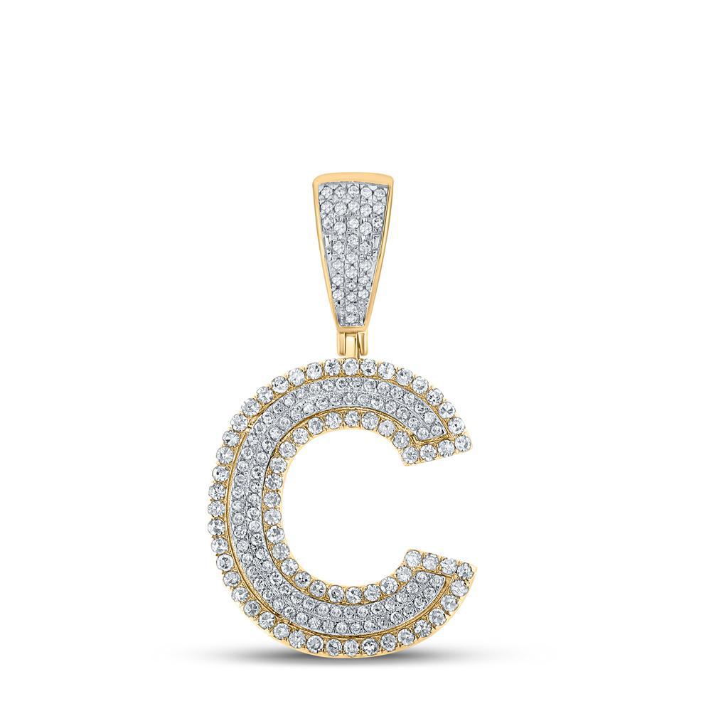 0.75 Cttw Diamond Letter Initial C Pendant Charm 10k Two Tone Gold