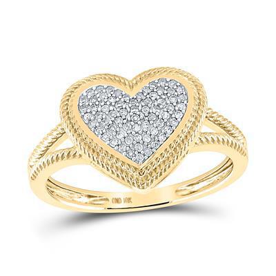 Diamond Heart Cluster Ring 10k Yellow Gold 1/6cttw size 7