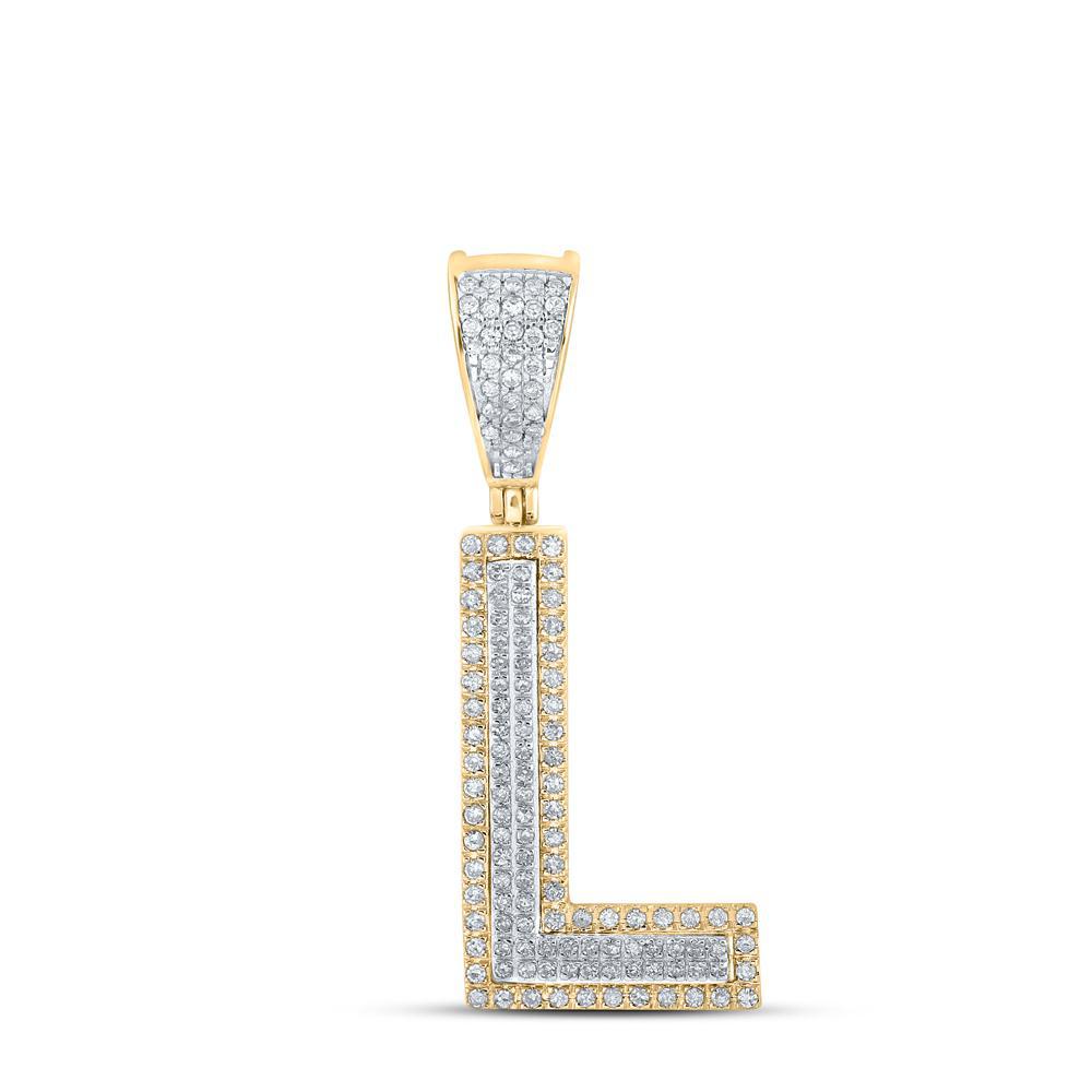 1/3cttw Round Diamond Initial Letter L Pendant 10k Two-tone Gold Mens Charm