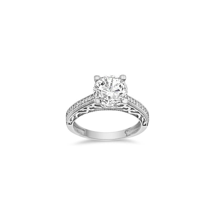 Engagement Ring Real 14k White Gold Round CZ Size 7.25