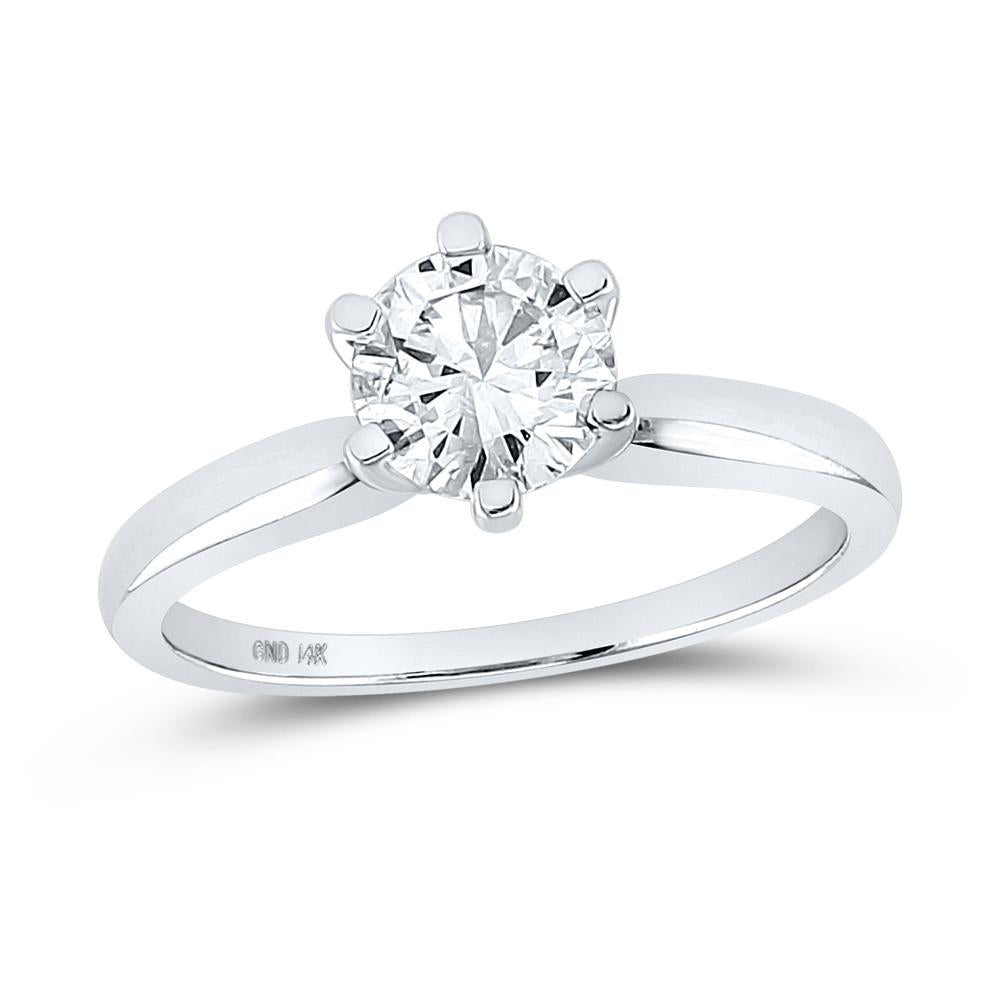 1 ct Round Diamond Solitaire Engagement Ring 14k White Gold Bridal Wedding