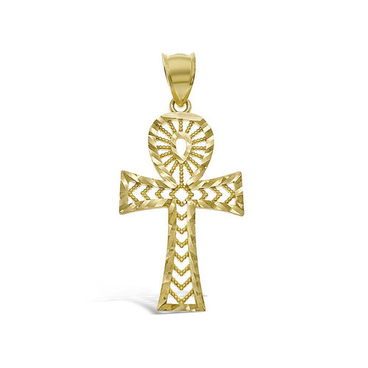 10k Yellow Gold Ankh Cross Pendant Charm