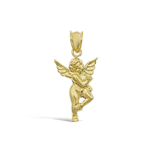 Baby Angel Pendant 10k Yellow Gold Charm 1"