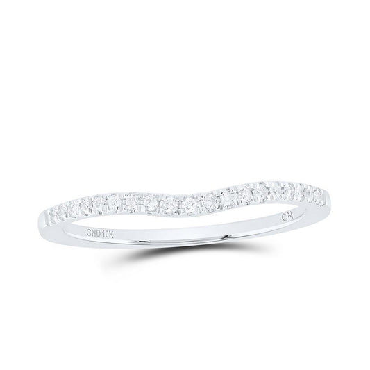 Diamond Curved Wedding Band 10K White Gold